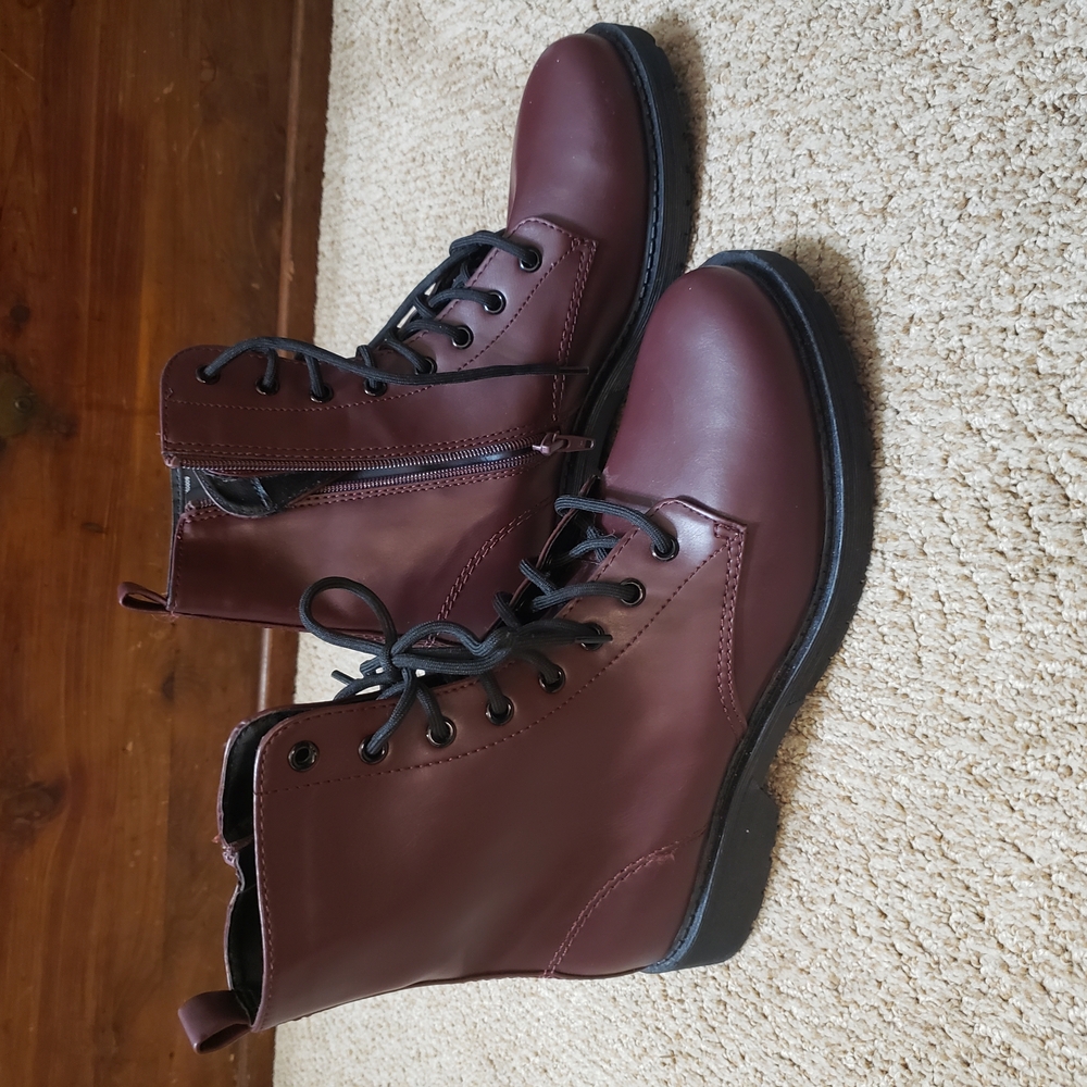 Burgundy Lace Up Boots